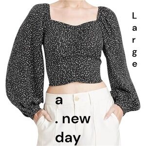 A New Day Black and White Speckled Blouse